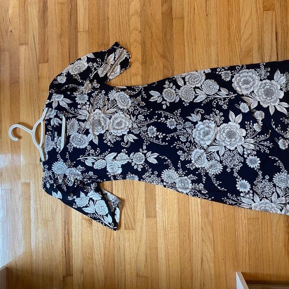 TOMMY HILFIGER Dark Blue Knee Length Dress with White Flowers Size 2 - Picture 10 of 10